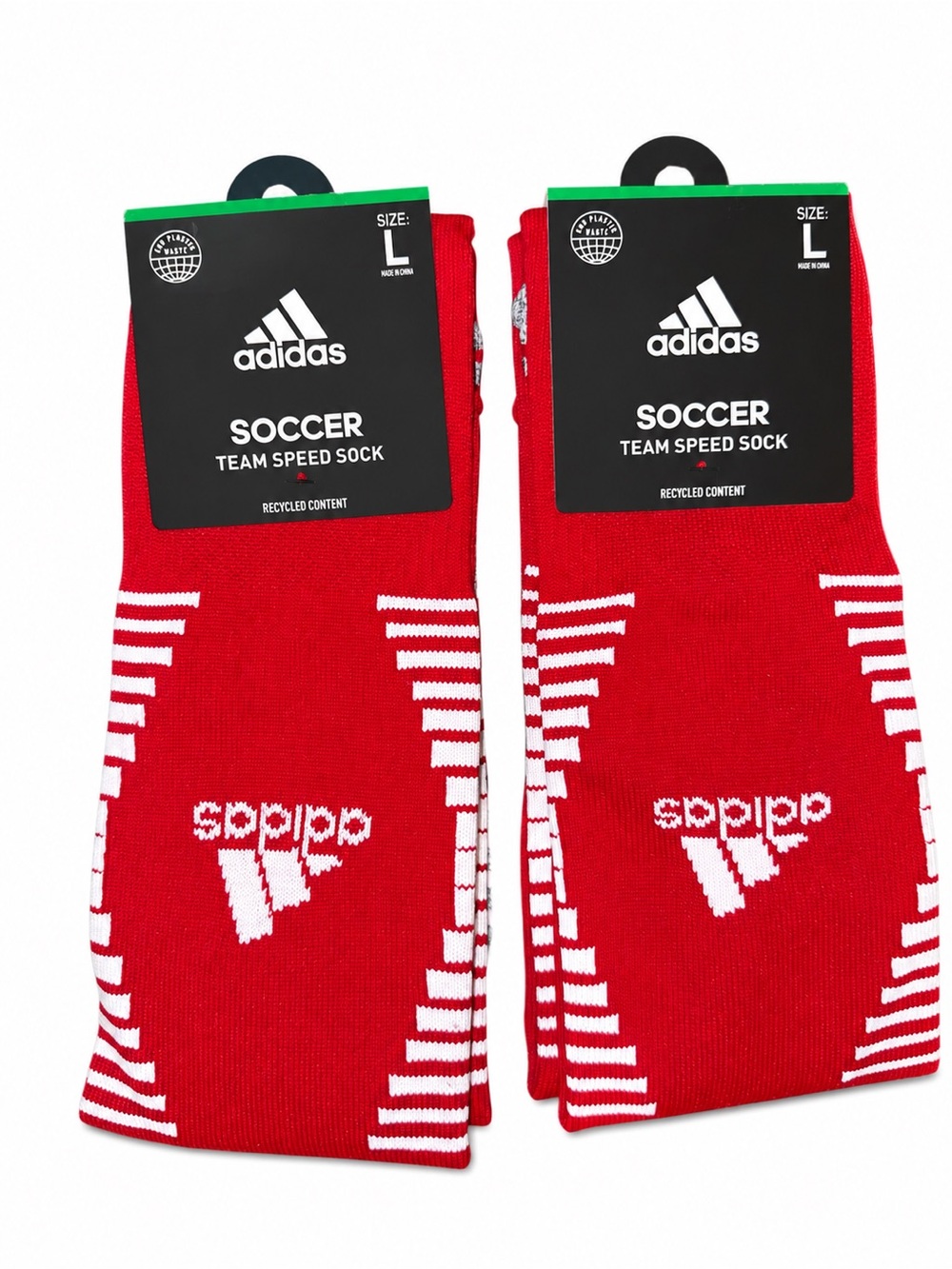 🆕 Adidas Team Speed Soccer Socks Set of 2 Red White Men’s Size: L/9-13